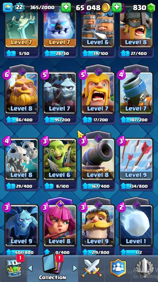 Clash Royale Accounts Lv 22|Trophy 3310|KTL 9|Limited Skin|Card 62| 2 EV image 8