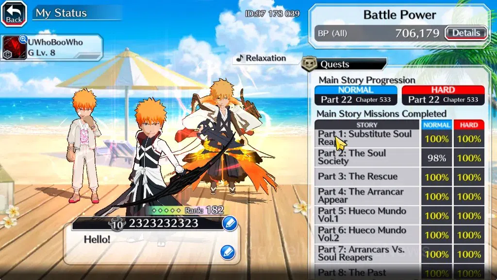 Bleach: Brave Souls Accounts Others [GLOBAL]|56K Orb|Swimsuit26 Giselle&Orihime,DreamTeam Ichigo,Renewed Ichigo,SantaSociety 4