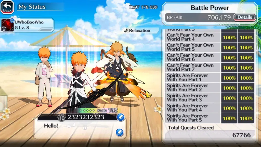 Bleach: Brave Souls Accounts Others [GLOBAL]|56K Orb|Swimsuit26 Giselle&Orihime,DreamTeam Ichigo,Renewed Ichigo,SantaSociety 7