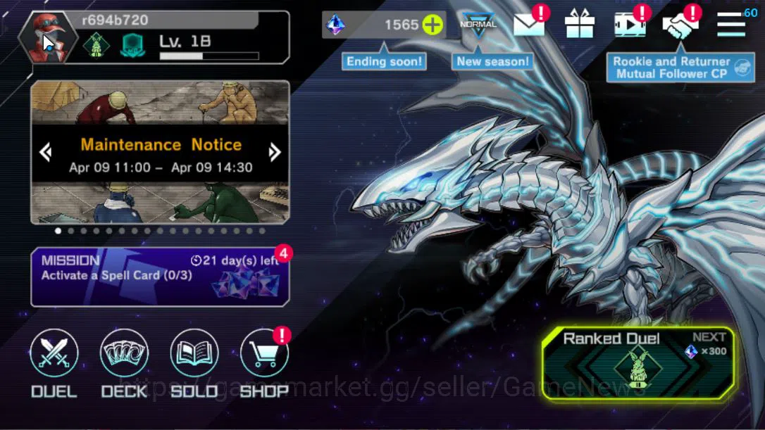 Yu-Gi-Oh! Master Duel Accounts Mid-Level Lv 18 | 18 Deck |VSK9,DragonMaid,Lunalight,Resonators,Etc|Ranked