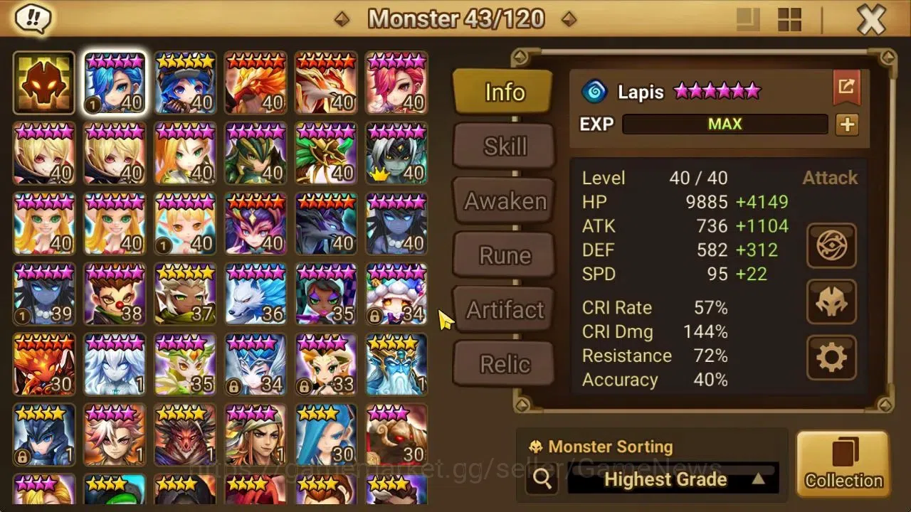Summoners War: Sky Arena Accounts Mid-Game ASIA Lv 46|1 LD[Lucifer]|7 Total NB5[Leo,Ethna,Teshar,White Tiger,Etc]+29 8