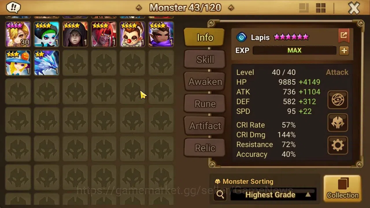 Summoners War: Sky Arena Accounts Mid-Game ASIA Lv 46|1 LD[Lucifer]|7 Total NB5[Leo,Ethna,Teshar,White Tiger,Etc]+29 9