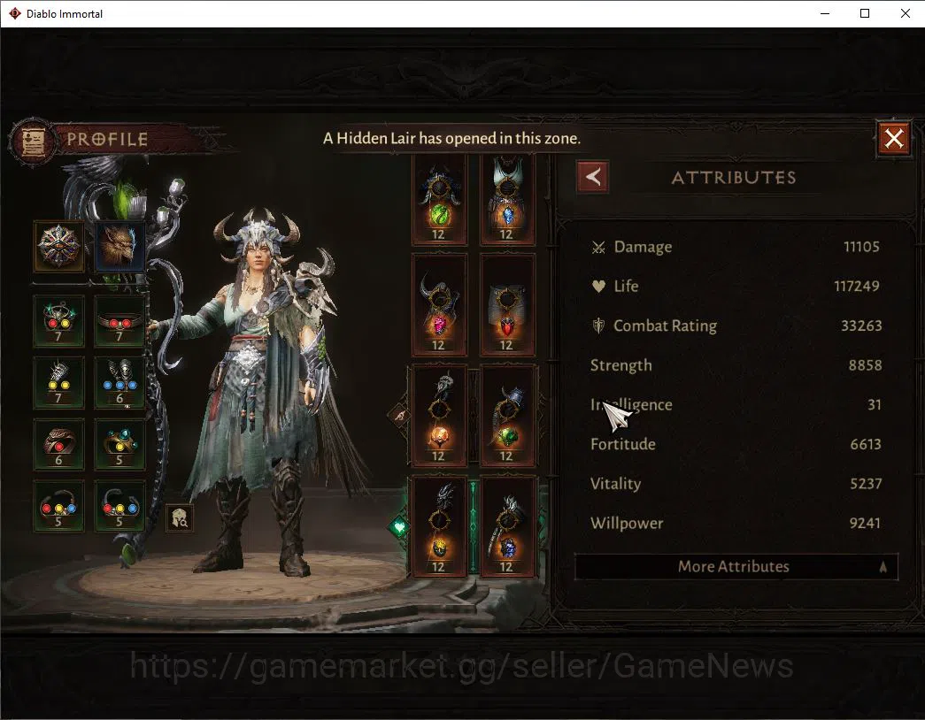 Diablo Immortal Accounts Starter SEA- Izual|Lv60(534)|Druid|32K CR|Reso 330| Cosmetic | Hell III |Paragon Maledictor 3
