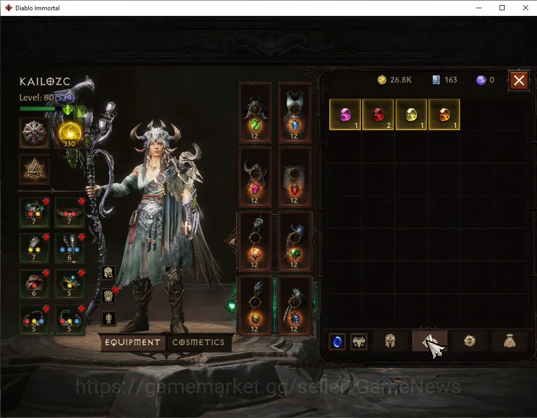 Diablo Immortal Accounts Starter SEA- Izual|Lv60(534)|Druid|32K CR|Reso 330| Cosmetic | Hell III |Paragon Maledictor 6