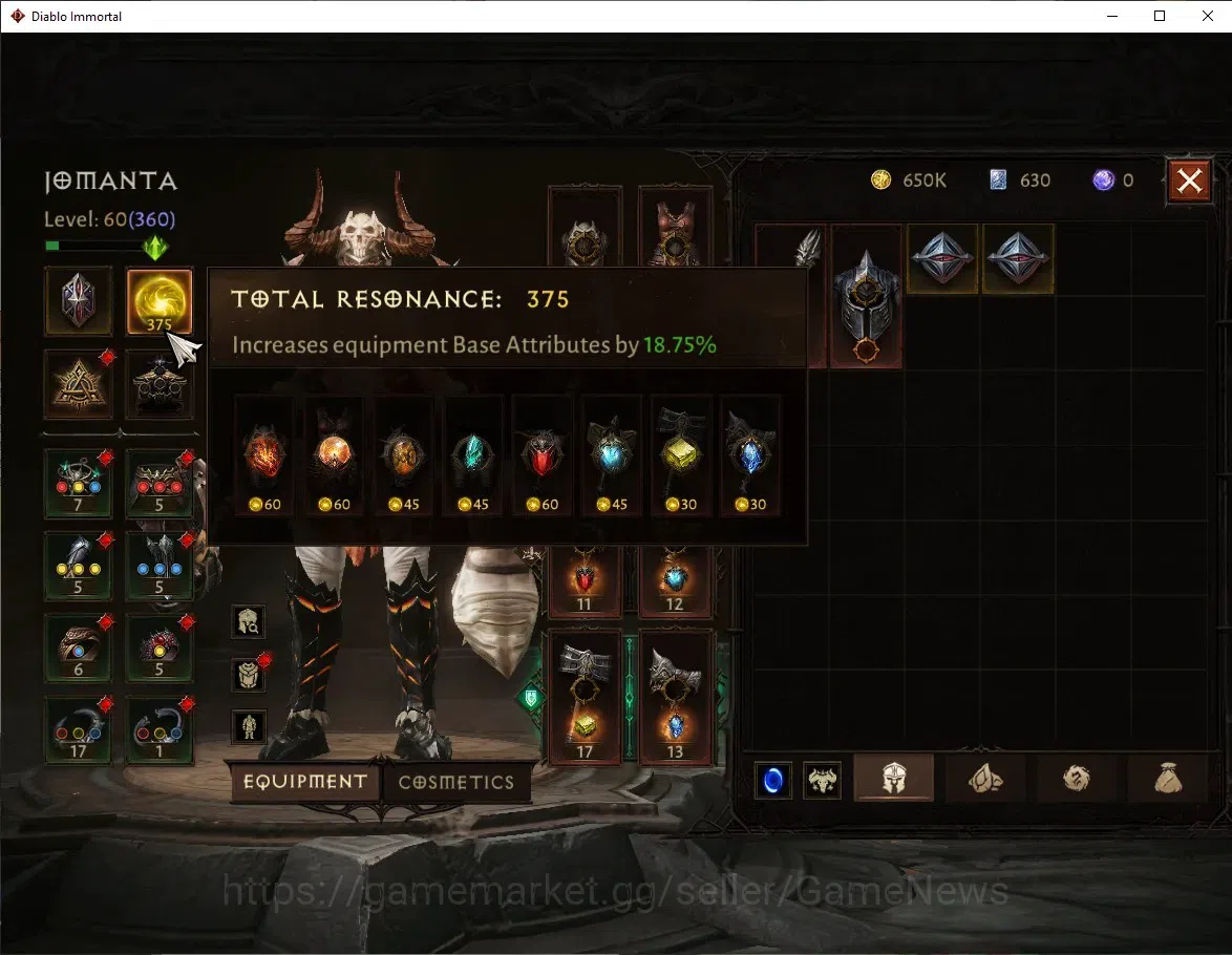 Diablo Immortal Accounts NA - Chains of Honor|CS ON|Lv60(360)|Barbarian|CR image 4