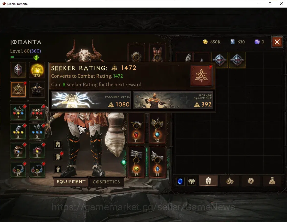 Diablo Immortal Accounts NA - Chains of Honor|CS ON|Lv60(360)|Barbarian|CR image 5