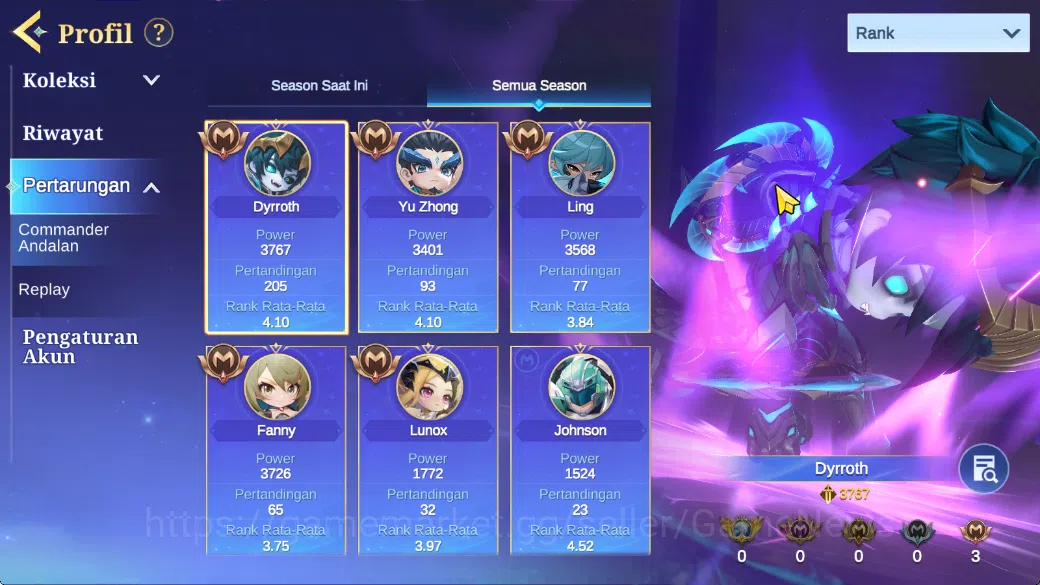 Magic Chess: Go Go Accounts High Mythic 72|36 Commander 17 Max|32 Skin Epic Lancelot,6 Special,20 Elite,5 Painted|4 5