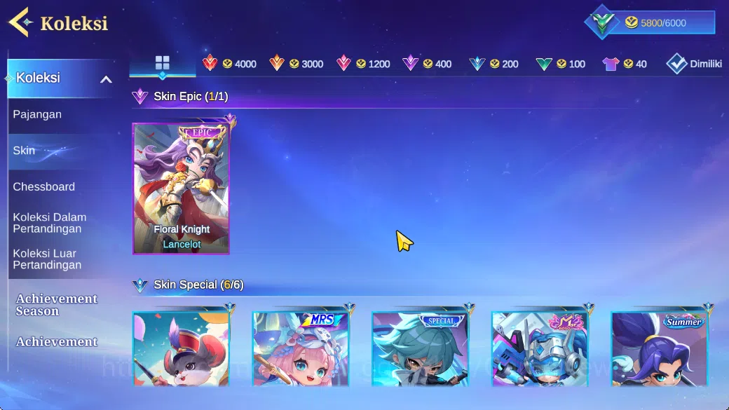 Magic Chess: Go Go Accounts High Mythic 72|36 Commander 17 Max|32 Skin Epic Lancelot,6 Special,20 Elite,5 Painted|4 6