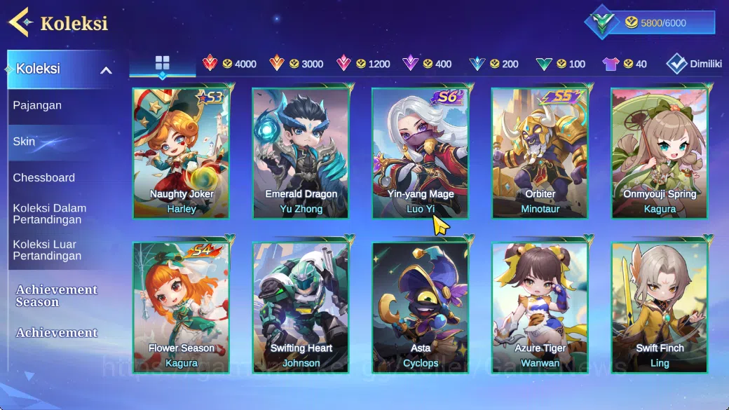 Magic Chess: Go Go Accounts High Mythic 72|36 Commander 17 Max|32 Skin Epic Lancelot,6 Special,20 Elite,5 Painted|4 8