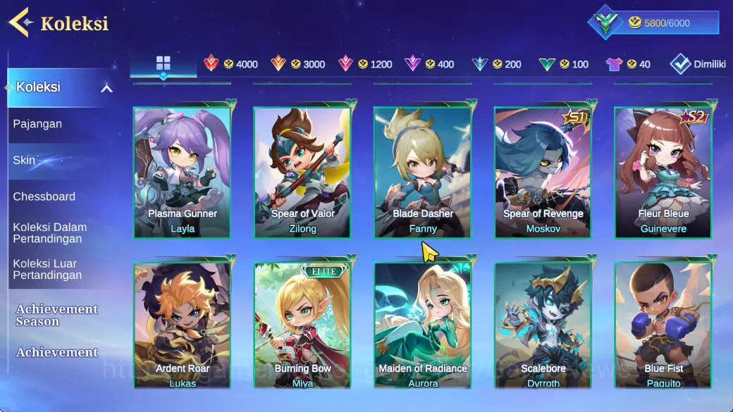 Magic Chess: Go Go Accounts High Mythic 72|36 Commander 17 Max|32 Skin Epic Lancelot,6 Special,20 Elite,5 Painted|4 9