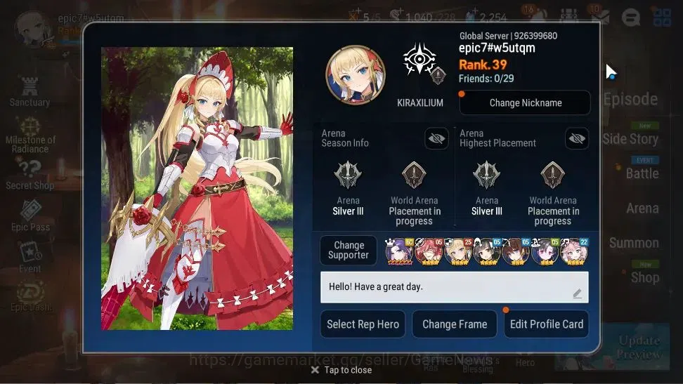 Epic Seven Accounts High-End Global Unverif|6 ML(LOT Scales,NMLuna,Straze,etc)+Ab Fumyr,Fenne,Yulha,Etc|Abyss F 36|PoH 2