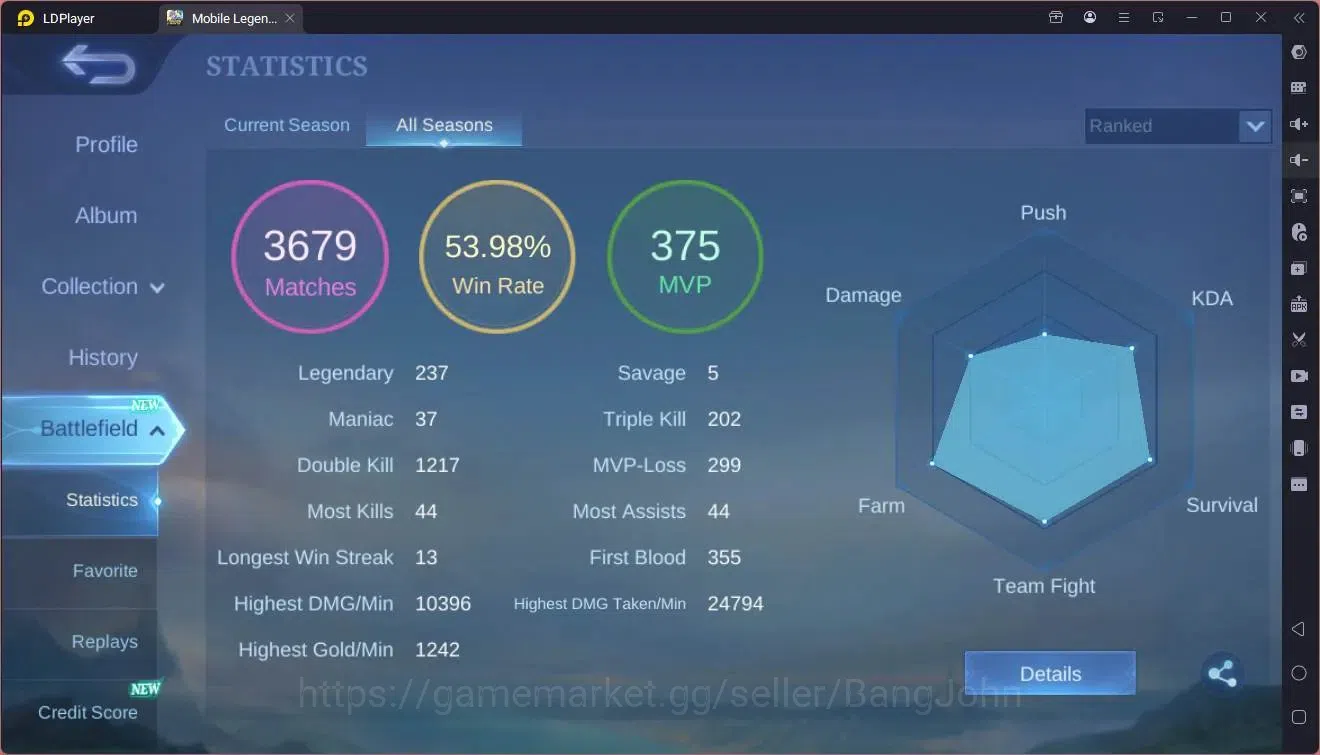 Mobile Legends: Bang Bang Accounts GLOBAL Hero 130 Skin 315|Kishin Angela|Aspirants G image 3