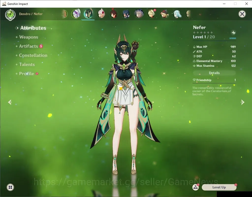Genshin Impact Accounts ASIA|Starter With Nefer|AR 10|1 Limited +1(*5Stand image 3