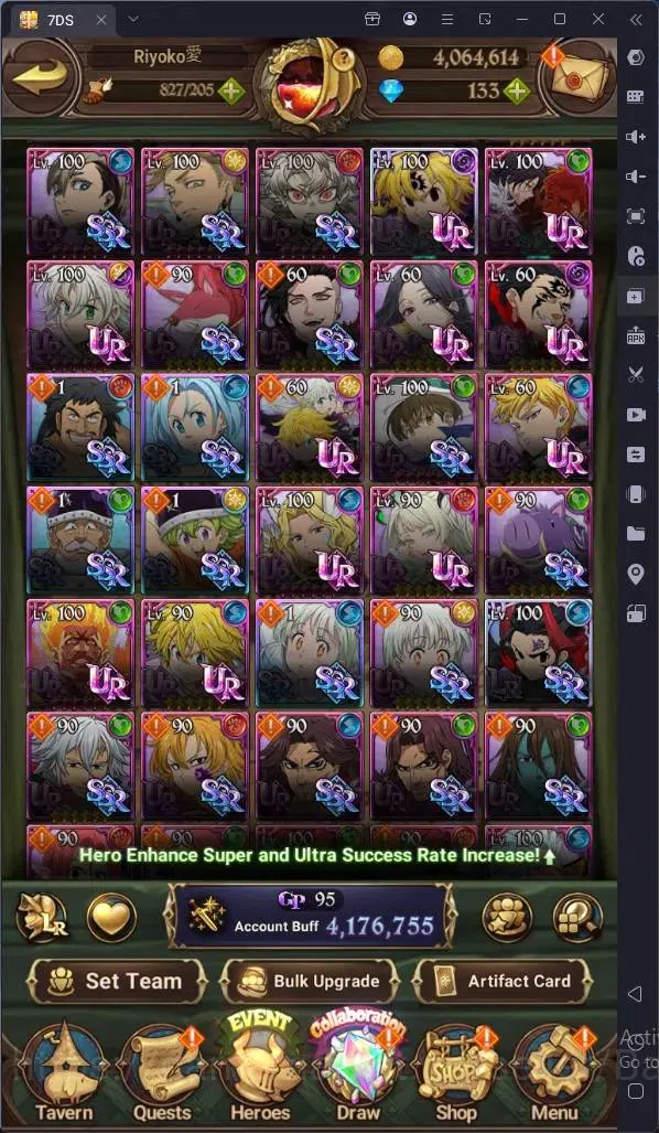 The Seven Deadly Sins: Grand Cross Accounts Endgame Global |4.1M GP|146 LS|UR Mesis 4/6,Menor 2/6,KOP Tristan 1/6,Skuld 1/6 6