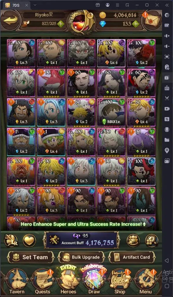 The Seven Deadly Sins: Grand Cross Accounts Endgame Global |4.1M GP|146 LS|UR Mesis 4/6,Menor 2/6,KOP Tristan 1/6,Skuld 1/6 7