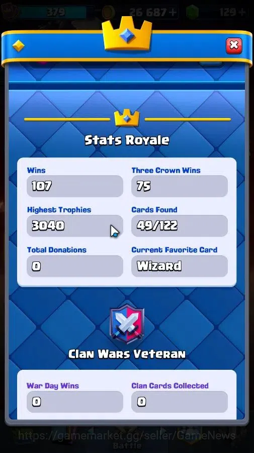 Clash Royale Accounts High-End Lv 379|KTL 9|Trophy 3040|Limited Skin|Card 49/122|4 EVO 0 Hero|1 Champ 1 Legend 6 Epic 22 6