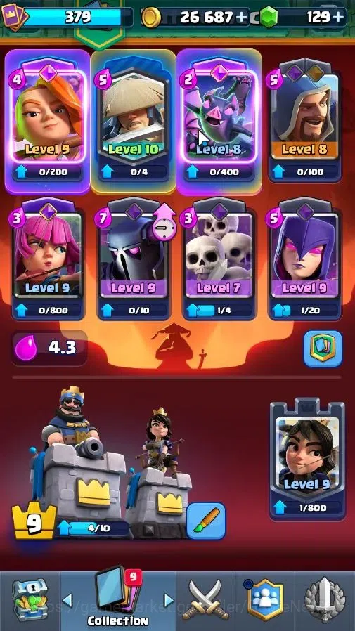 Clash Royale Accounts High-End Lv 379|KTL 9|Trophy 3040|Limited Skin|Card 49/122|4 EVO 0 Hero|1 Champ 1 Legend 6 Epic 22 7
