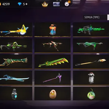 Free Fire Accounts Indonesia | 2 M1887 : Emerald Power, Rapper Underworld | Vault 209 | Gallery skin 214 | FF1024B