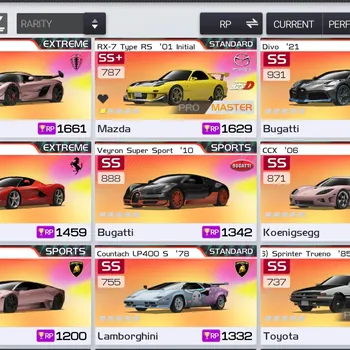 Racing Master Accounts SEA|Lvl 64|VIP 4|9 PL Cars (Jesko Attack E1,RX-7 Initial D E1,AE86 Initial D,LaFerrari ,Countach Etc