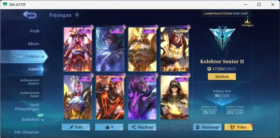 Mobile Legends: Bang Bang Accounts Others Global|96S|Seasoned|LightBorn Tigreal,Epic Freya Roger Uranus Moskov Kufra 1
