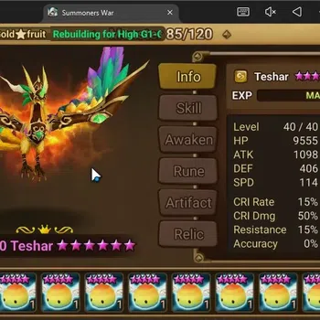 Summoners War: Sky Arena Accounts Starter GLOBAL | NB 5 TESHAR,Starter Gacha 115 12Y+160 11Y Scrool, 3 Legendary All