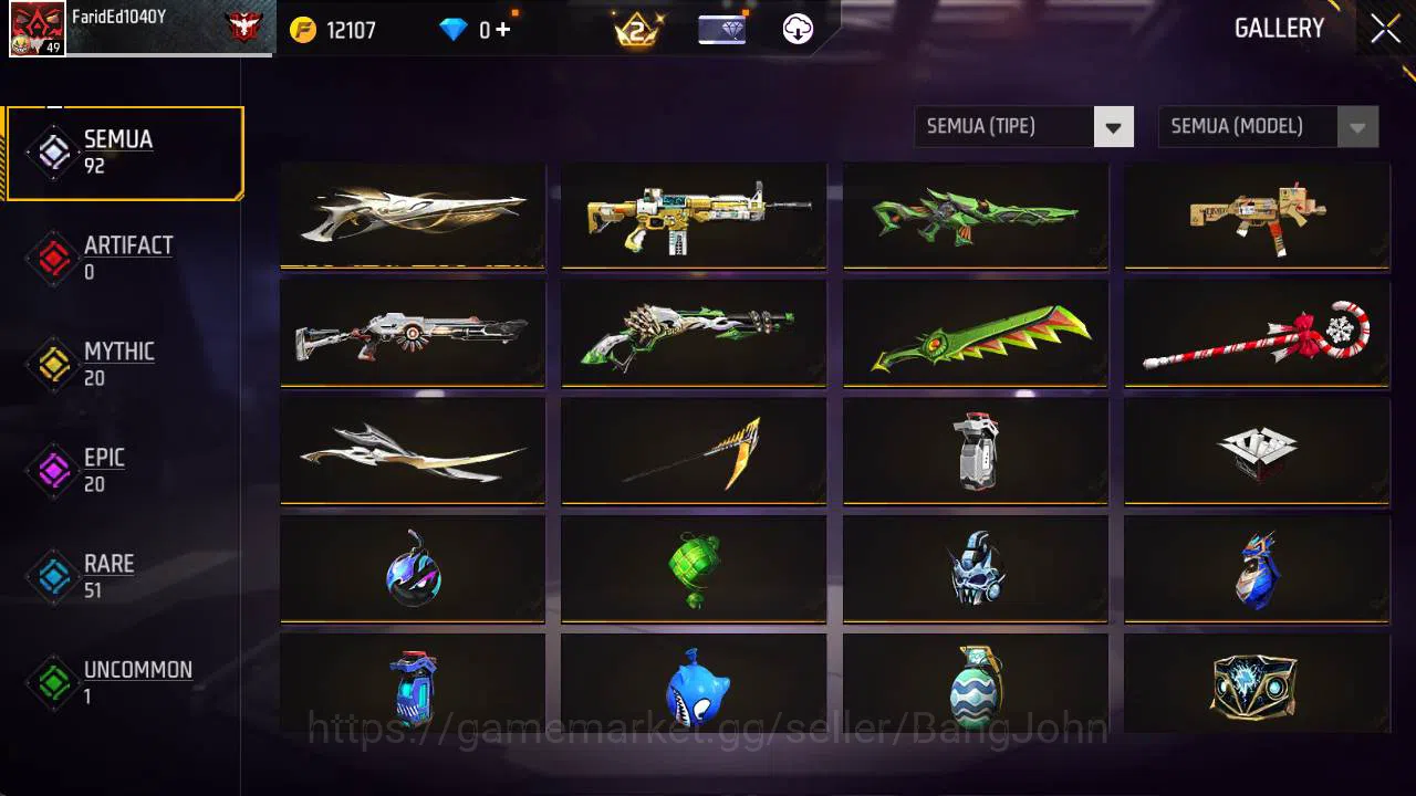 Free Fire Accounts Indonesia|Vault 68, SG gurun, SG lumut, tas bunny, image 13
