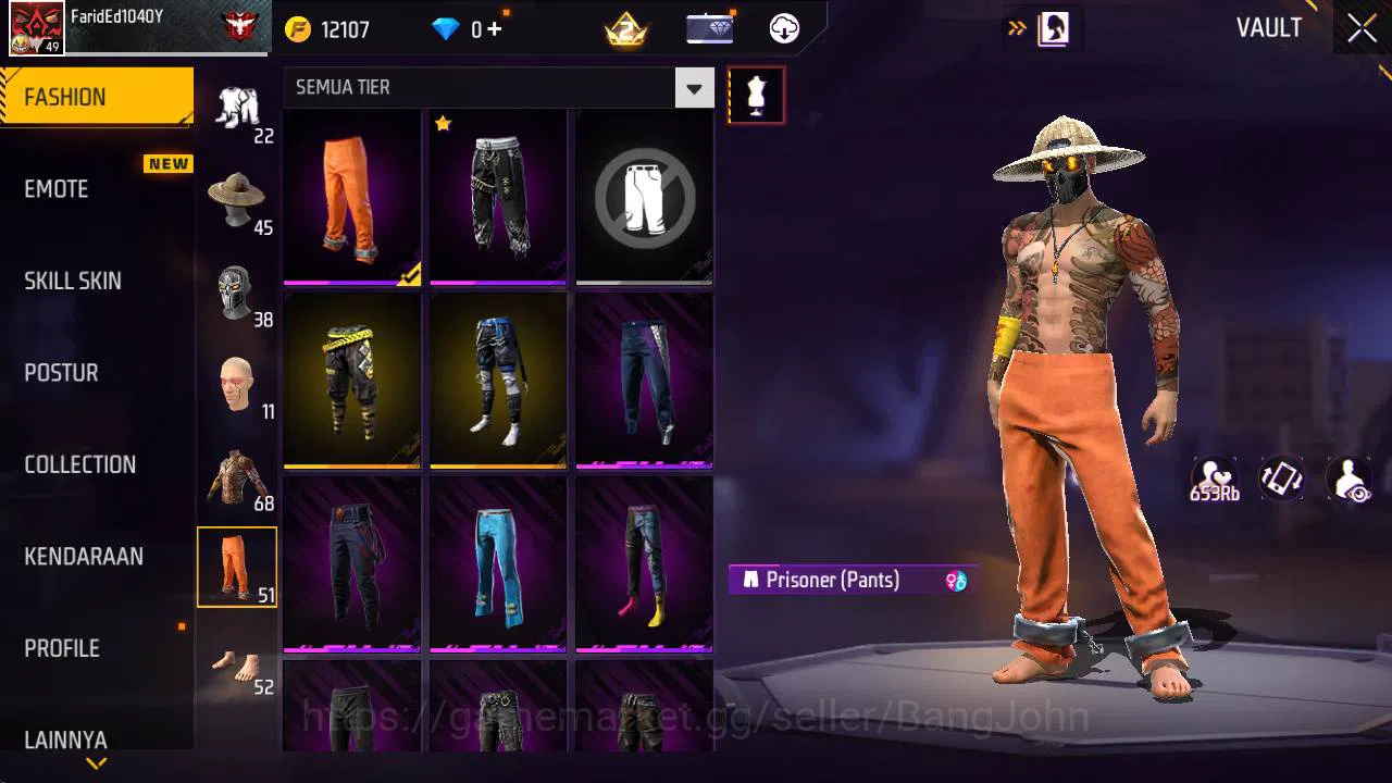 Free Fire Accounts Indonesia|Vault 68, SG gurun, SG lumut, tas bunny, image 7
