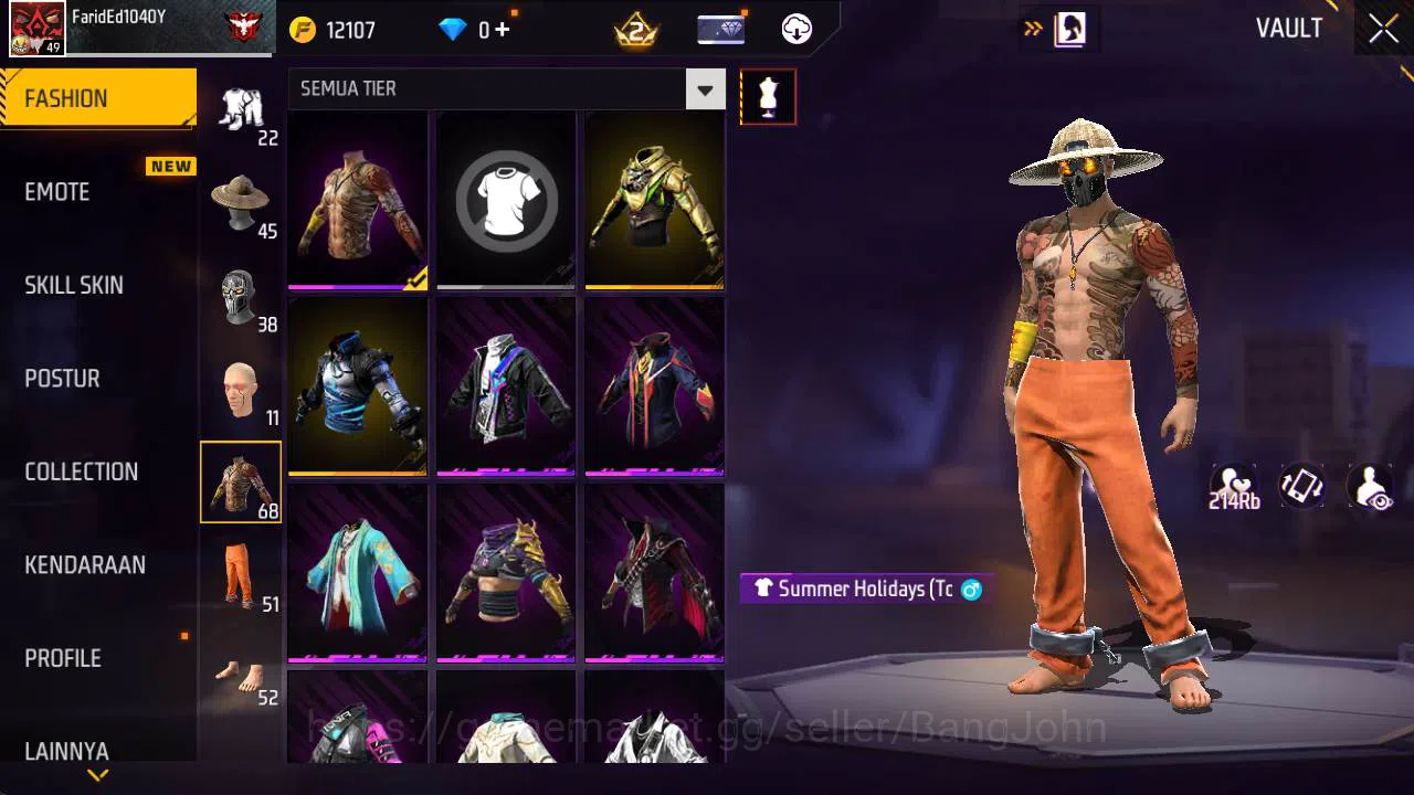 Free Fire Accounts Indonesia|Vault 68, SG gurun, SG lumut, tas bunny, image 8