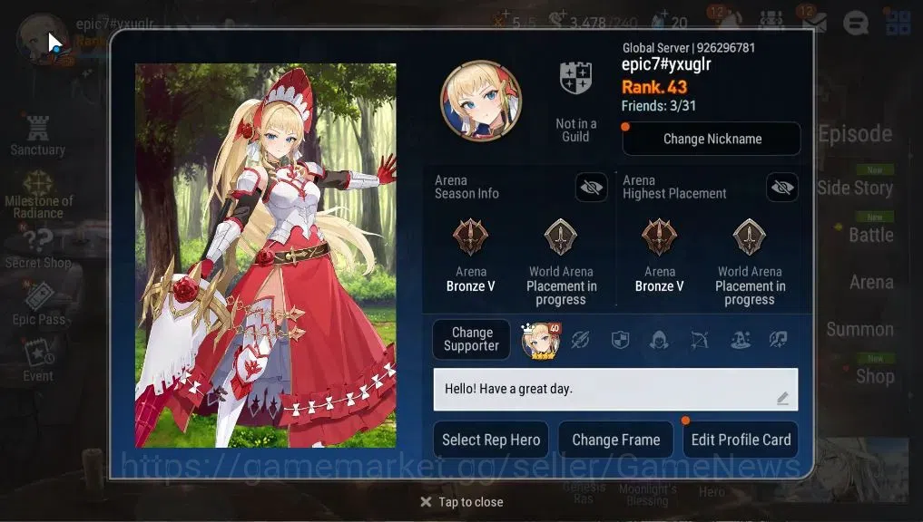 Epic Seven Accounts GLOBAL Unverif|6 ML [LW Peira, DP Aria, SE Celine, image 2