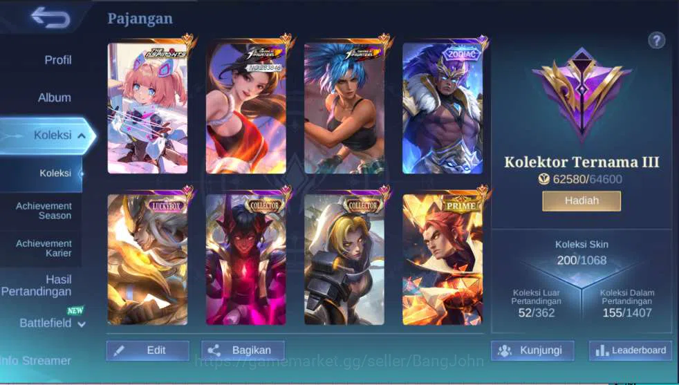 Mobile Legends: Bang Bang Accounts Hero 102 | Skin 200 | Aspirant Angela KOF Masha+Ka image 3