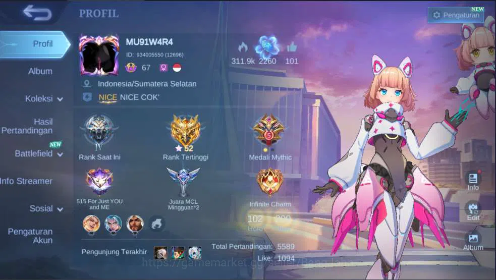 Mobile Legends: Bang Bang Accounts Hero 102 | Skin 200 | Aspirant Angela KOF Masha+Ka image 2