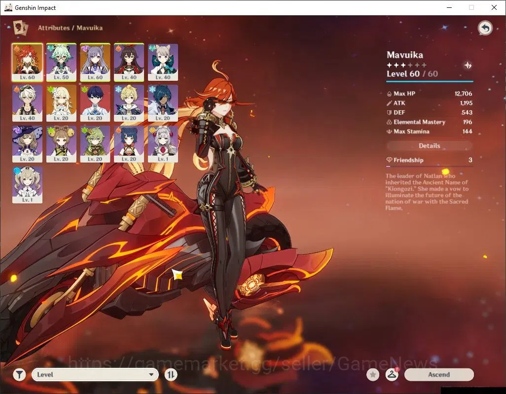 Genshin Impact Accounts Asia | AR 33 | 1 Limited (Mavuika) + 1 Char *5 Sta image 3