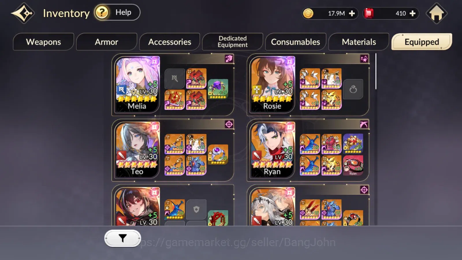 Seven Knights Re:Birth Accounts Global |5EX7(Fai,Gelidus,Melia,Juri,Rosie),39TC6, image 5