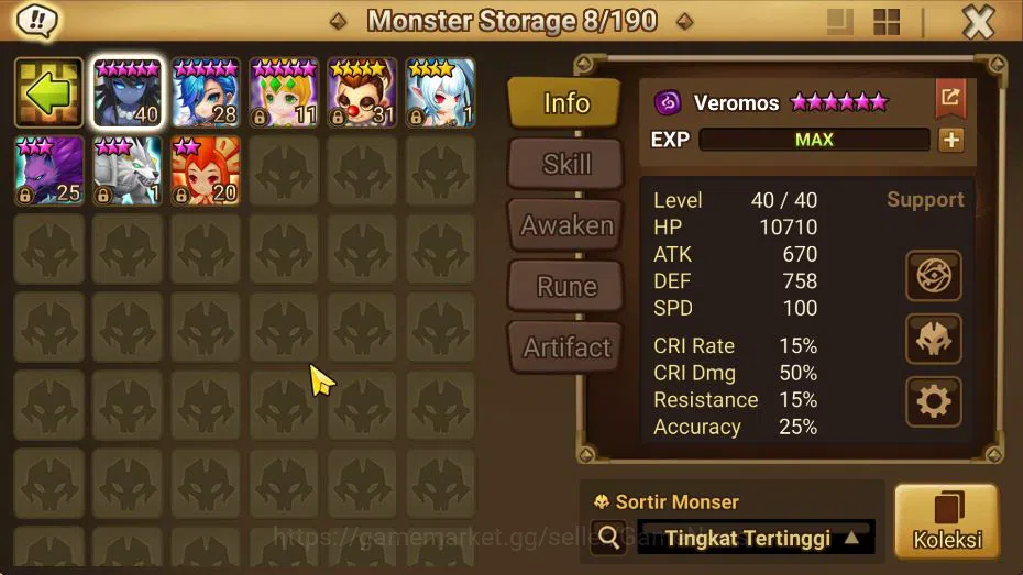 Summoners War: Sky Arena Accounts Starter ASIA Lv 87|2 LD(Bella,Shun)|22 NB5 Total(Nora,Shi Hou,Shizuka,Etc)+ 54 10