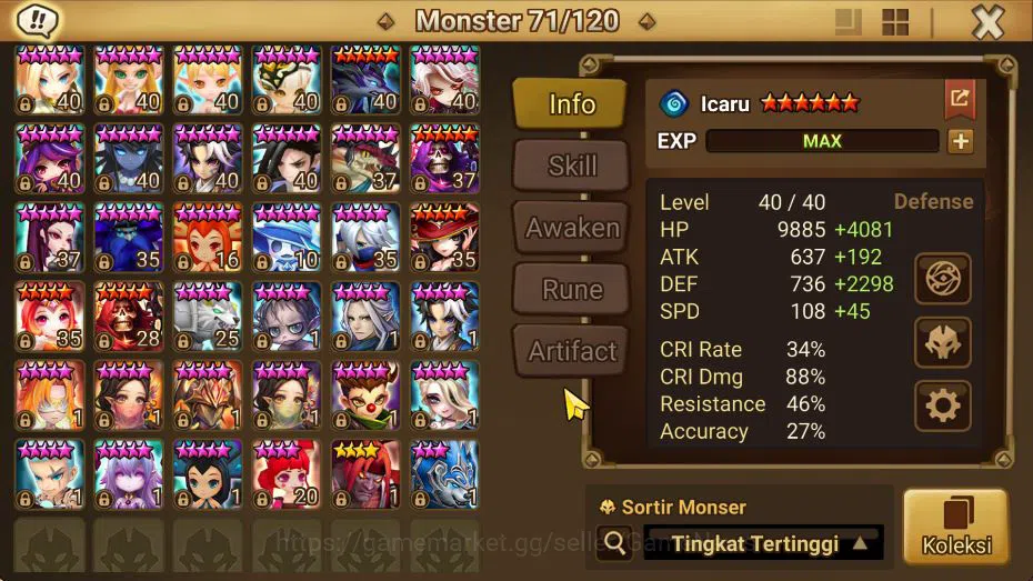 Summoners War: Sky Arena Accounts Starter ASIA Lv 87|2 LD(Bella,Shun)|22 NB5 Total(Nora,Shi Hou,Shizuka,Etc)+ 54 9