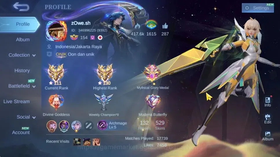 Mobile Legends: Bang Bang Accounts Hero 132|Skin 529|High Immo 130|Legend(Miya,Lunox) image 2
