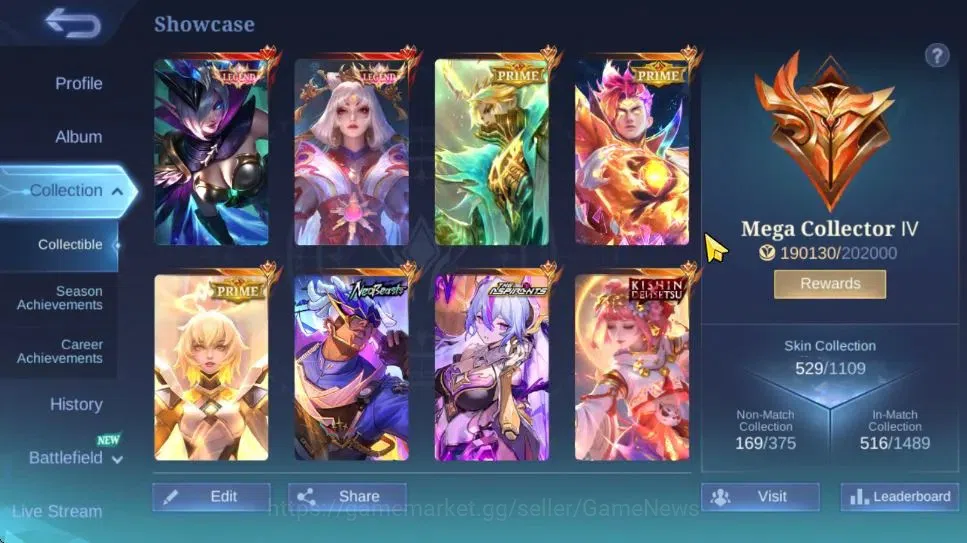 Mobile Legends: Bang Bang Accounts Hero 132|Skin 529|High Immo 130|Legend(Miya,Lunox) image 3