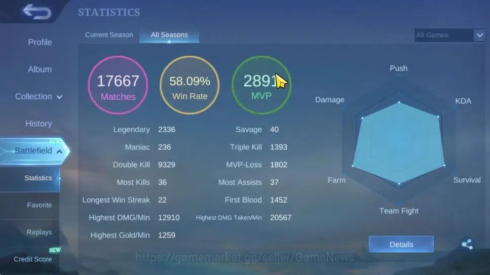 Mobile Legends: Bang Bang Accounts Hero 132|Skin 529|High Immo 130|Legend(Miya,Lunox) image 4