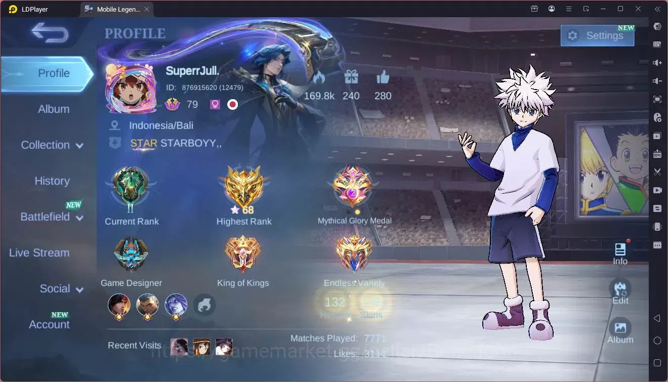 Mobile Legends: Bang Bang Accounts Collector Global |Hero 132|Skin 236|Renowned|HxH Harrith|Sanrio Florynn|CC Natalia|9th 1