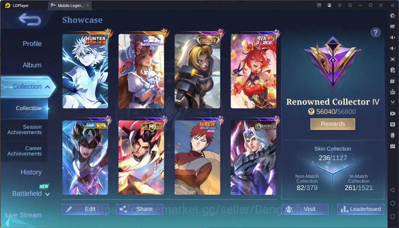Mobile Legends: Bang Bang Accounts Collector Global |Hero 132|Skin 236|Renowned|HxH Harrith|Sanrio Florynn|CC Natalia|9th 2