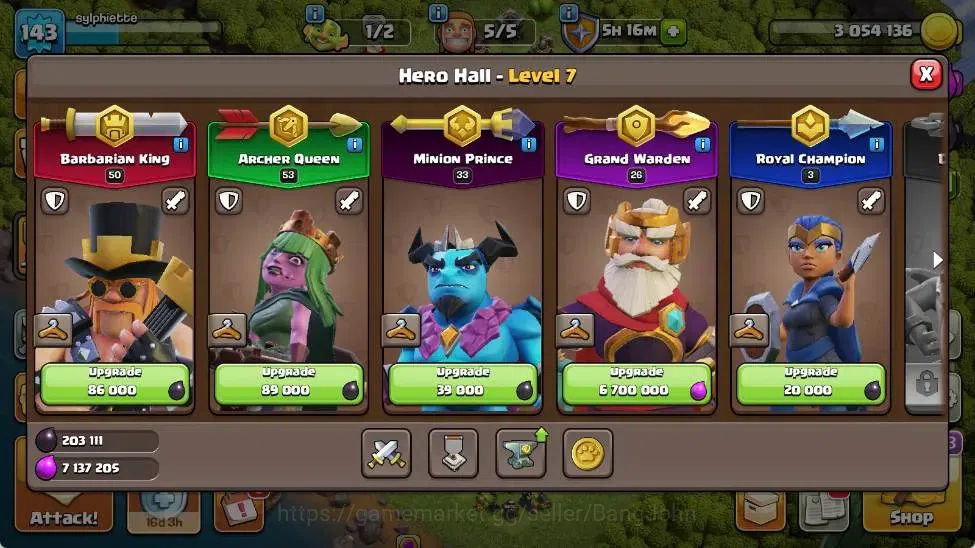 Clash of Clans Accounts Global | TH 13-BH 8 | LVL 143 | HH 7 | AQ 53 ,MP 3 image 6