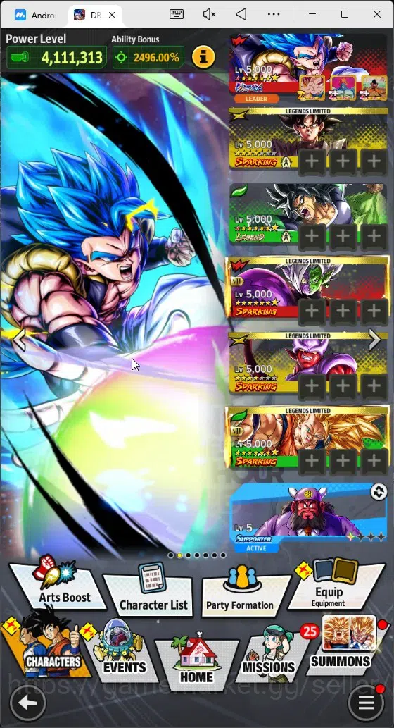 Dragon Ball Legends Accounts High-End Android |Lvl 154|42.6M Total Power|132 CC|1 LR|4 UL|LR Broly Fury|UL SSGSS Gogeta,SS 16