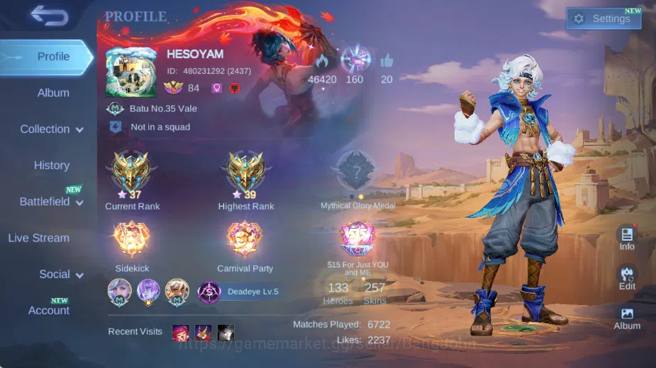 Mobile Legends: Bang Bang Accounts Others Global|Skin 257|Renowned|Collector Natali,LBox Gatotkaca,PACE Fanny,Blazing 1