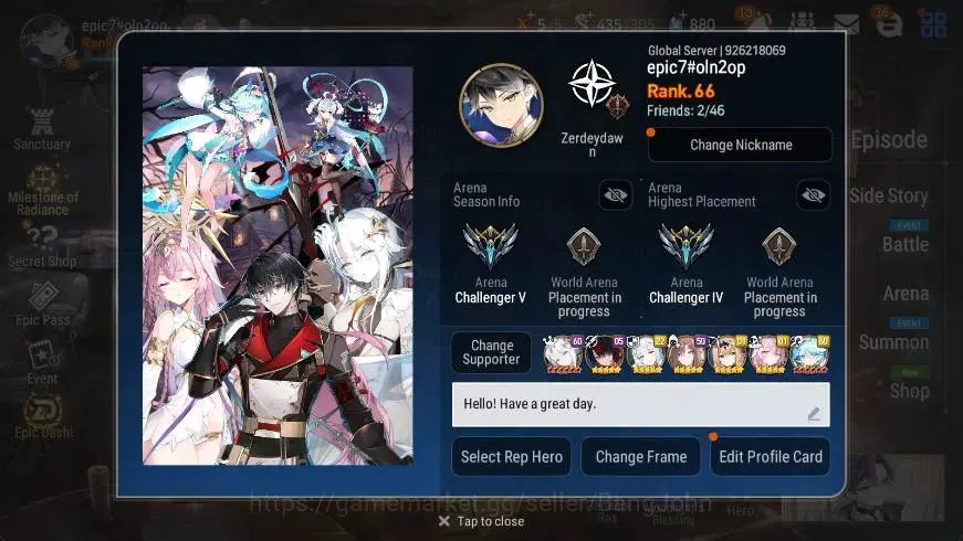 Epic Seven Accounts High-End Global | 15 ML(SN Yulha,Salome,C Lilias,Belian,Harsetti,Zio,J Kise Etc)|PoH+Bless ON|Stigma 2