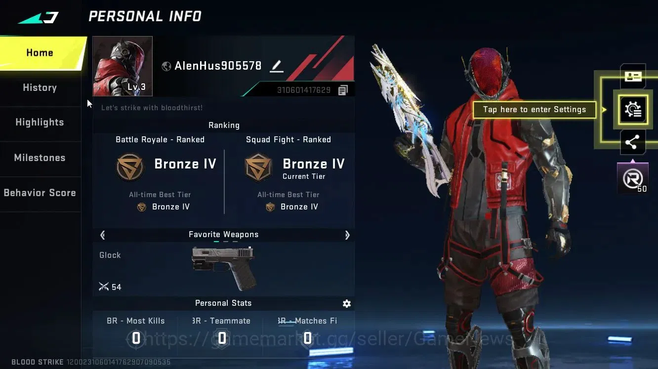 Blood Strike Accounts Others ASIA|ETERNAL Bizon-Seraph Lv3 |Loot Crate - Anhilition|Changename Card|Rank Bronze 2