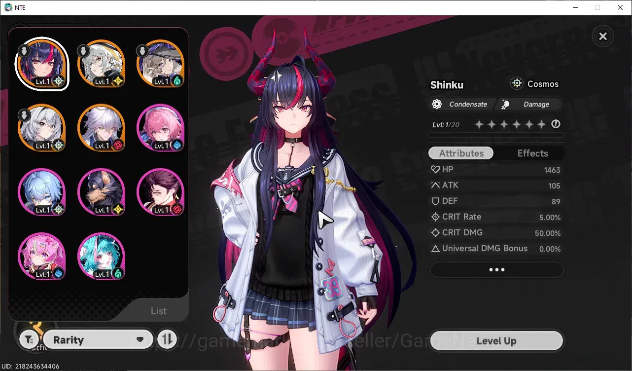 Neverness to Everness Accounts GLOBAL SEA|HL3|4 S-Class 1 Limit|Shinku+Outfit,Hathor,Jiuyuan,Baicang|2 S-Class 1