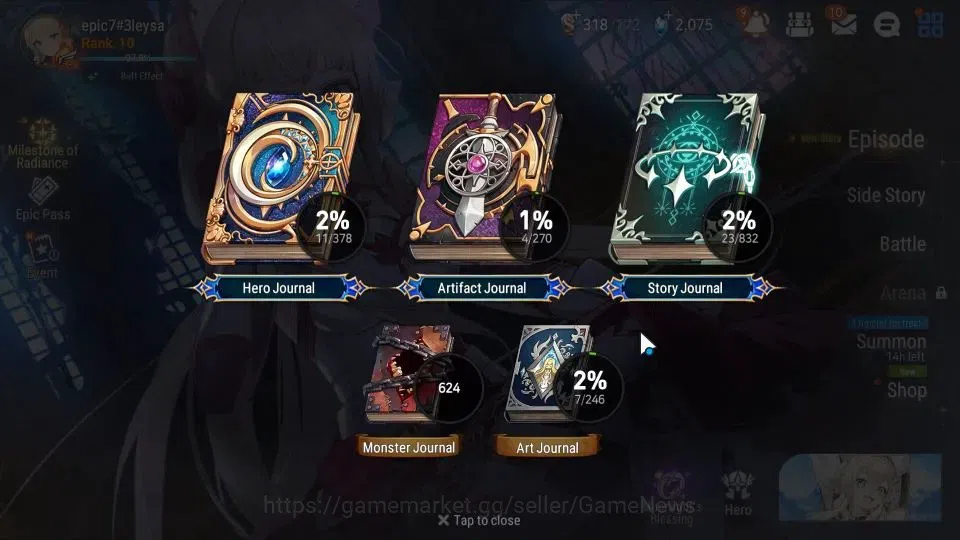 Epic Seven Accounts Starter GLOBAL Unverif|New Era|2 ML (SSalome,Astomacer Elena)+Tenebria|Poh+Bless ON|2K SStone+2,4K 3