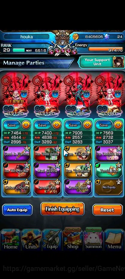 Grand Summoners Accounts Global|Rank 29|10 Ascend|Inumuta,S Miyu,Chloe,Kiri image 3