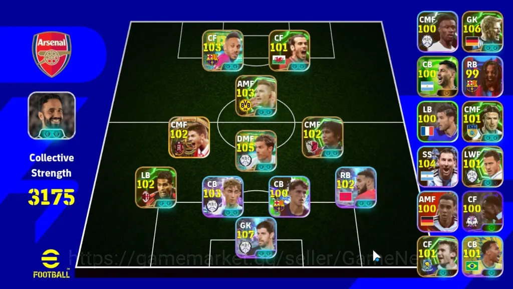 eFootball Accounts Others Android|Power 3175|Big Time Steven Gerrard|8 Show Time Thibaut Courtois,D Huijsen|12 Epic Xabi 1