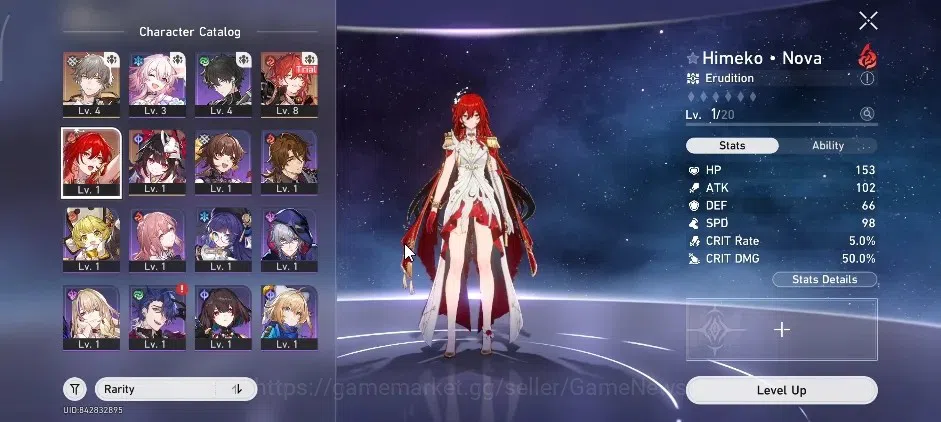 Honkai Star Rail Accounts Reroll ASIA |TL 4|Prologue|2 Limited| Himeko Nova, Sparkle |1 Golden Companion|Selector On|Male 1